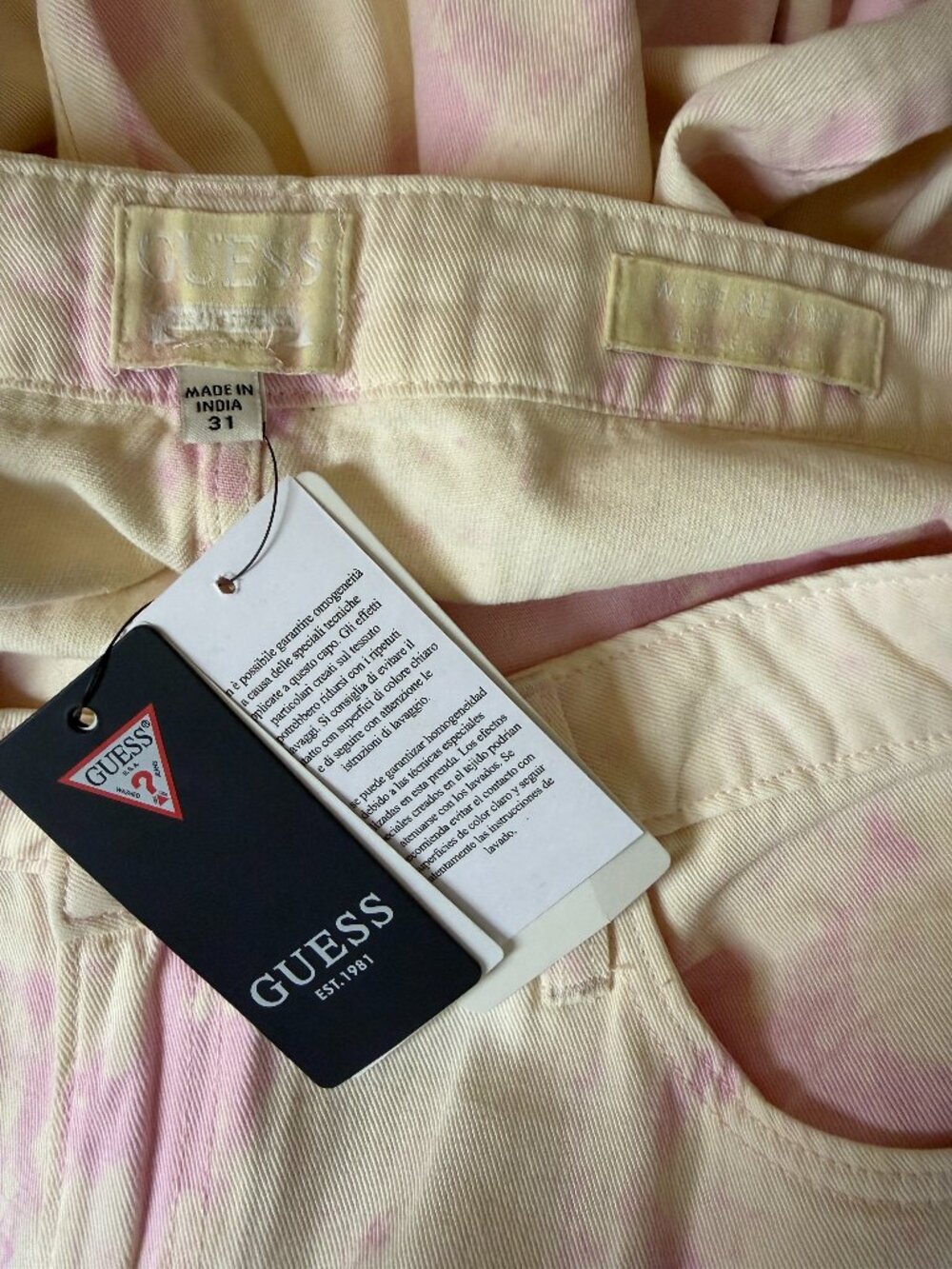 Guess Wide Leg Tie Dye Jeans Denim Pant Relaxed Fit Medium Rise Pink 31 x 32 NWT - Picture 5 of 8